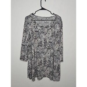 Womens Paisley Stretch Tunic Approx Sz 2X-3X Embossed Whimsigoth Office Career